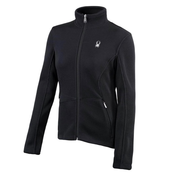 Spyder Girls Black Full-Zip Mid Weight Core Cable Knit Zip Up Sweater Sz XL